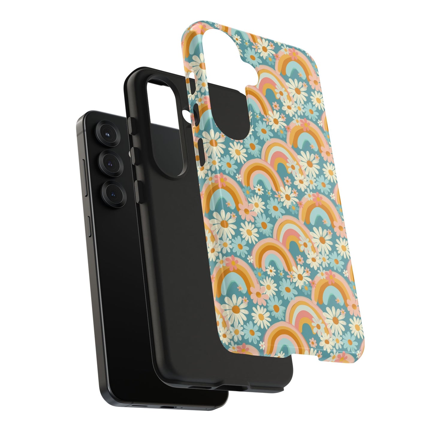 Rainbow and Daisy Funky Retro Tough Phone Case