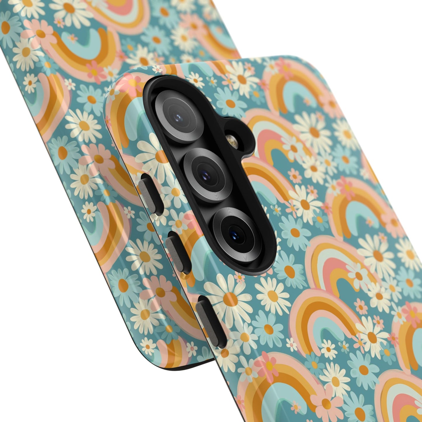 Rainbow and Daisy Funky Retro Tough Phone Case
