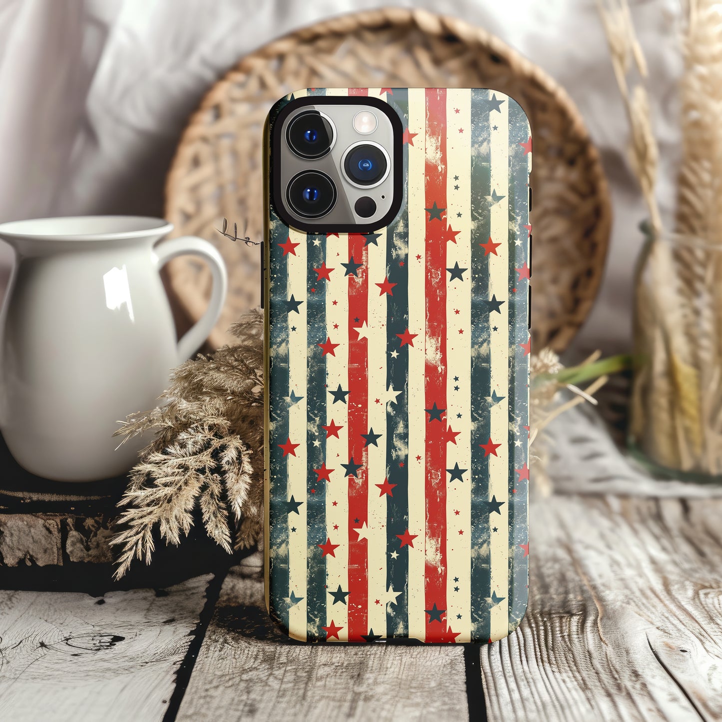 Stars and Stripes Vintage Style Distressed Tough Phone Case