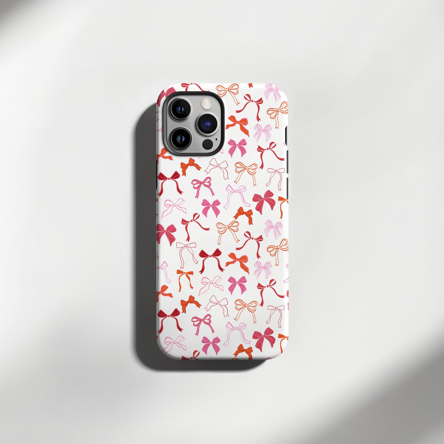 Coquette Whimsical Pink, Red, Orange Bow Design Tough Phone Case