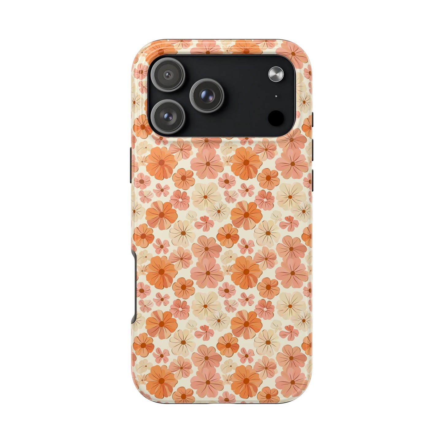 Flower Child Retro Pink Orange and White Floral Tough Phone Case