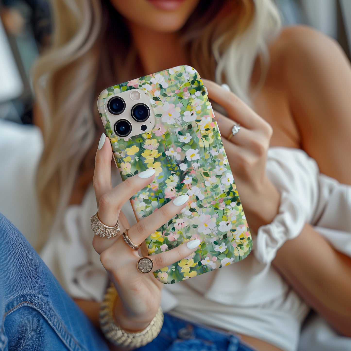 Spring Meadow Mini Flowers Impressionist Floral Tough Phone Case