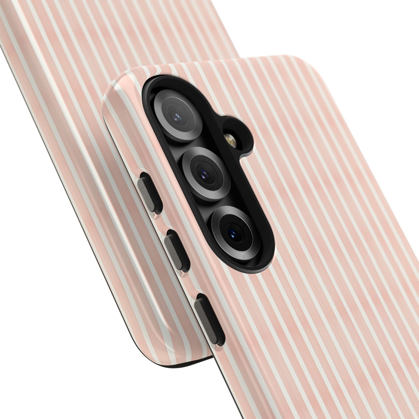 Blush Pink and White Ticking Stripe Tough Phone Case