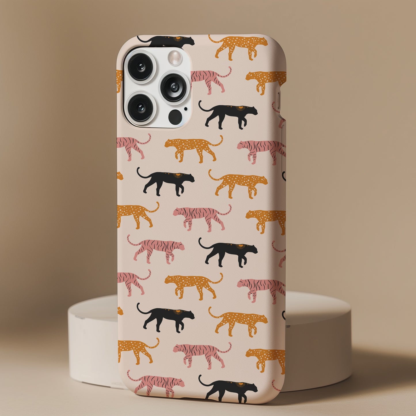 Abstract Pink, Orange and Black Colorful Tigers Tough Phone Case