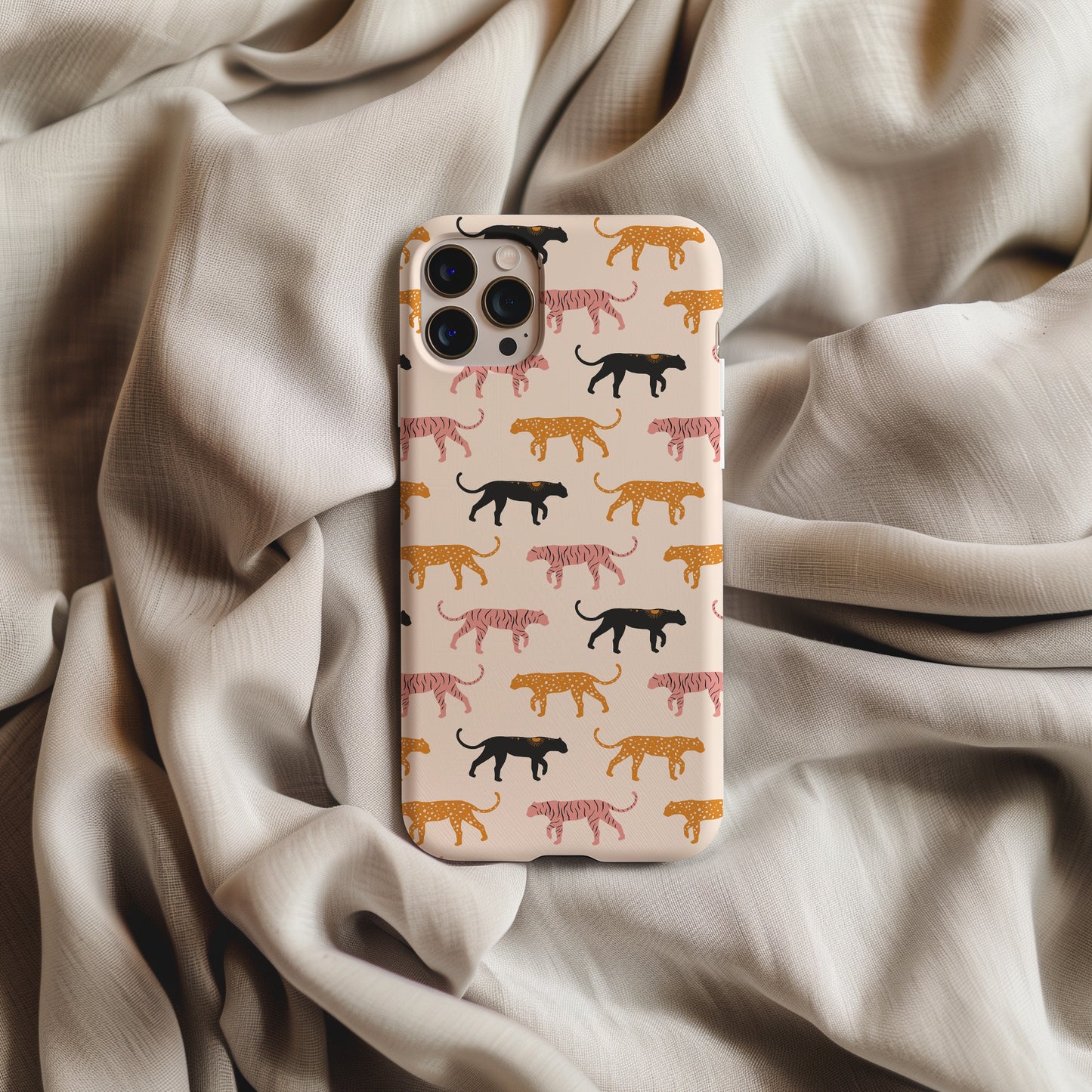 Abstract Pink, Orange and Black Colorful Tigers Tough Phone Case