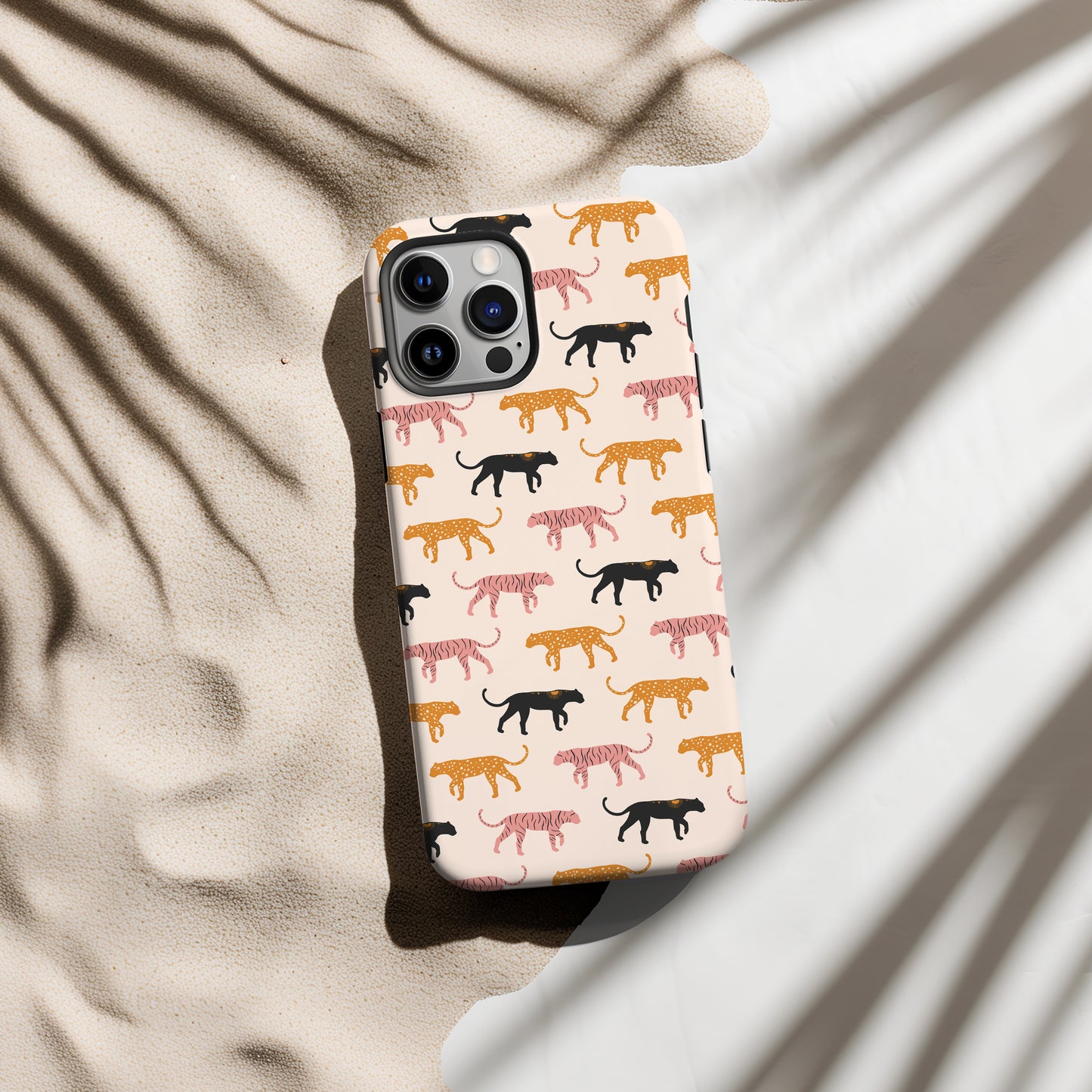 Abstract Pink, Orange and Black Colorful Tigers Tough Phone Case