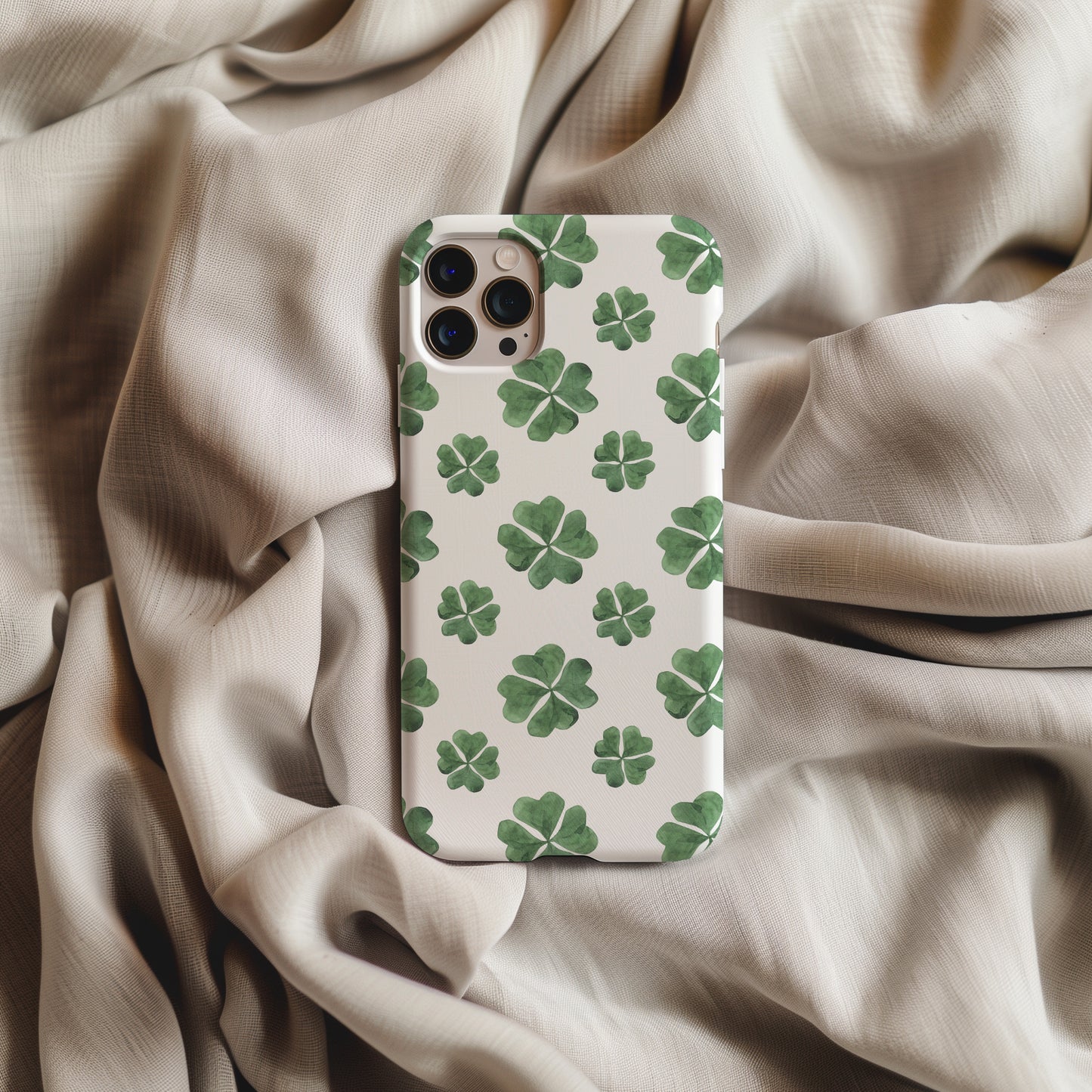 Lucky Four Leaf Clover Green Watercolor Tough Phone Case