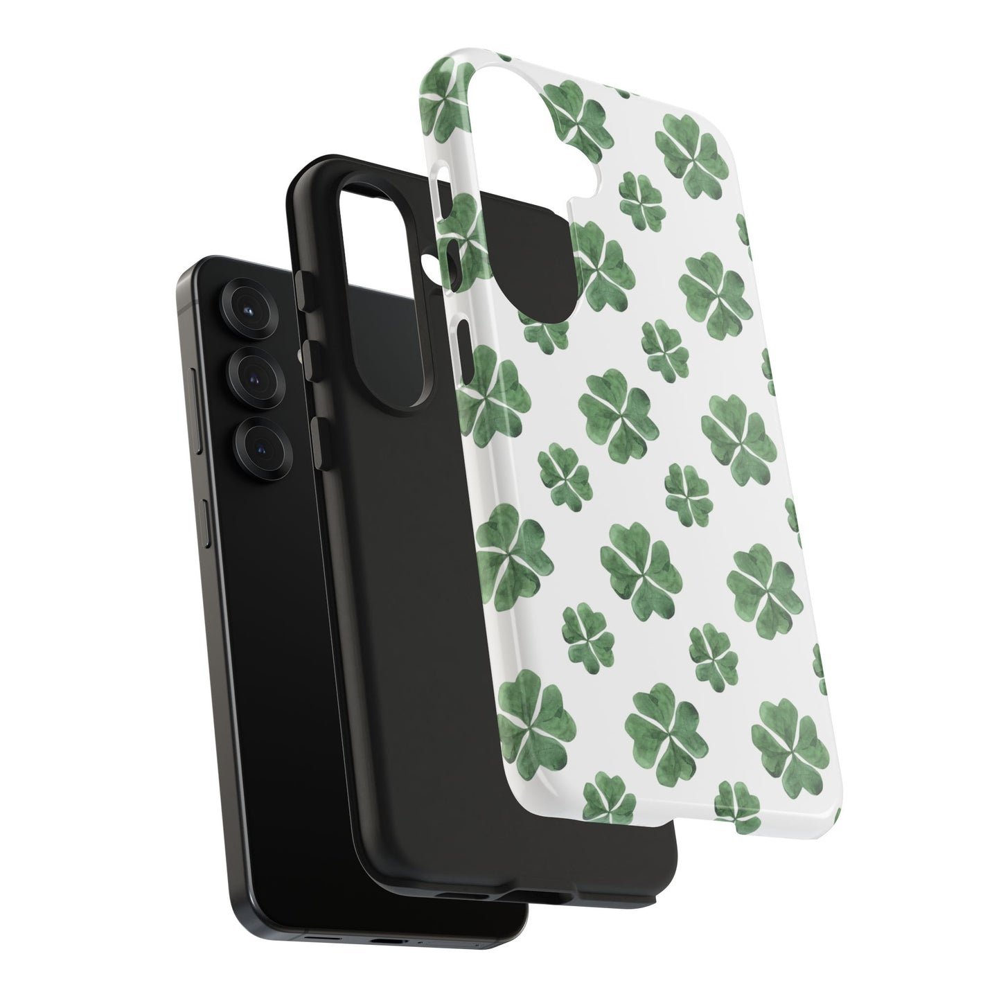 Lucky Four Leaf Clover Green Watercolor Tough Phone Case