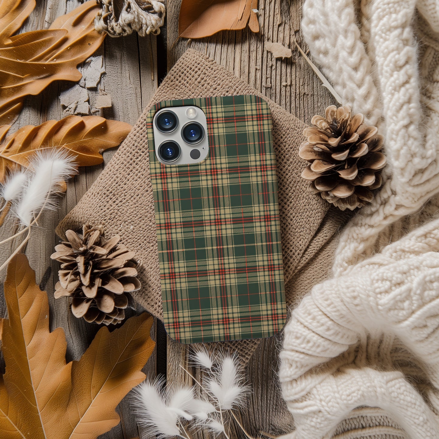 Traditional Red, Green and Gold Plaid Tough Phone Case