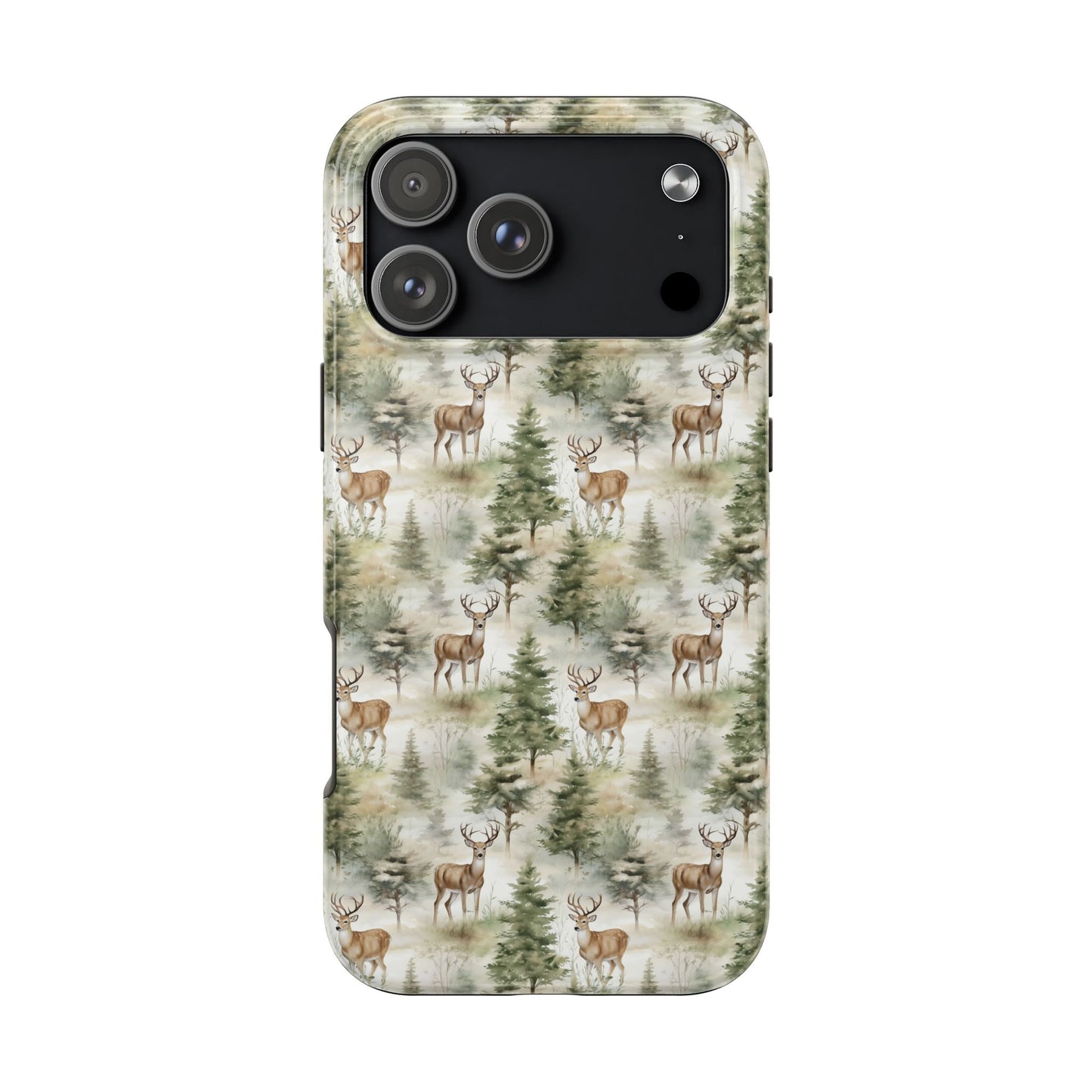 Deer and Fir Tree Scene Rustic Tough Phone Case