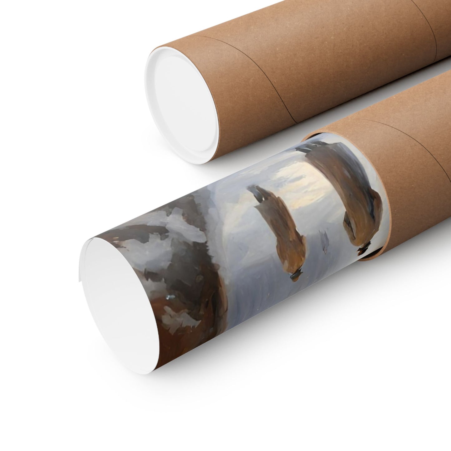 Snowy Winter Whimsical and Cozy Train Scene Matte Horizontal Poster Art Print