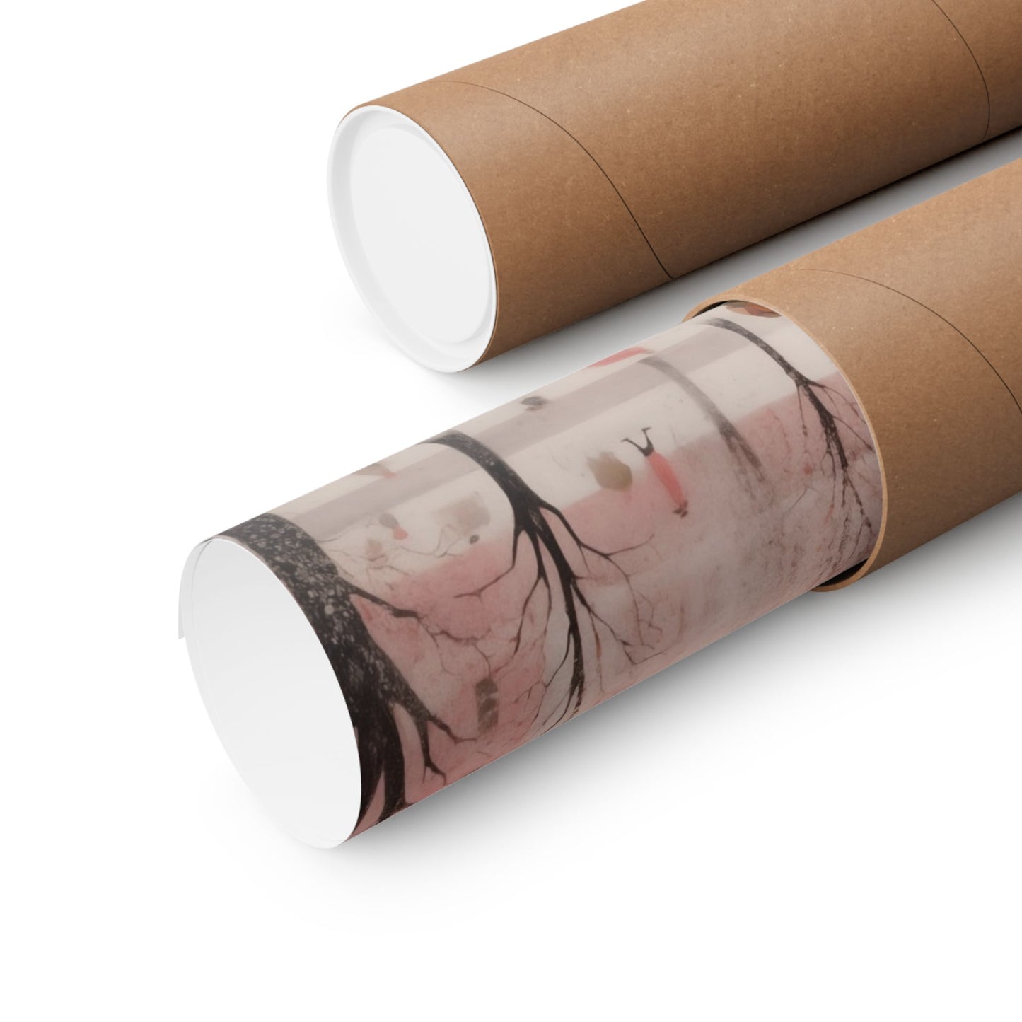 Pink Holiday Town Whimsical Winter Scene Matte Horizontal Poster Art Print