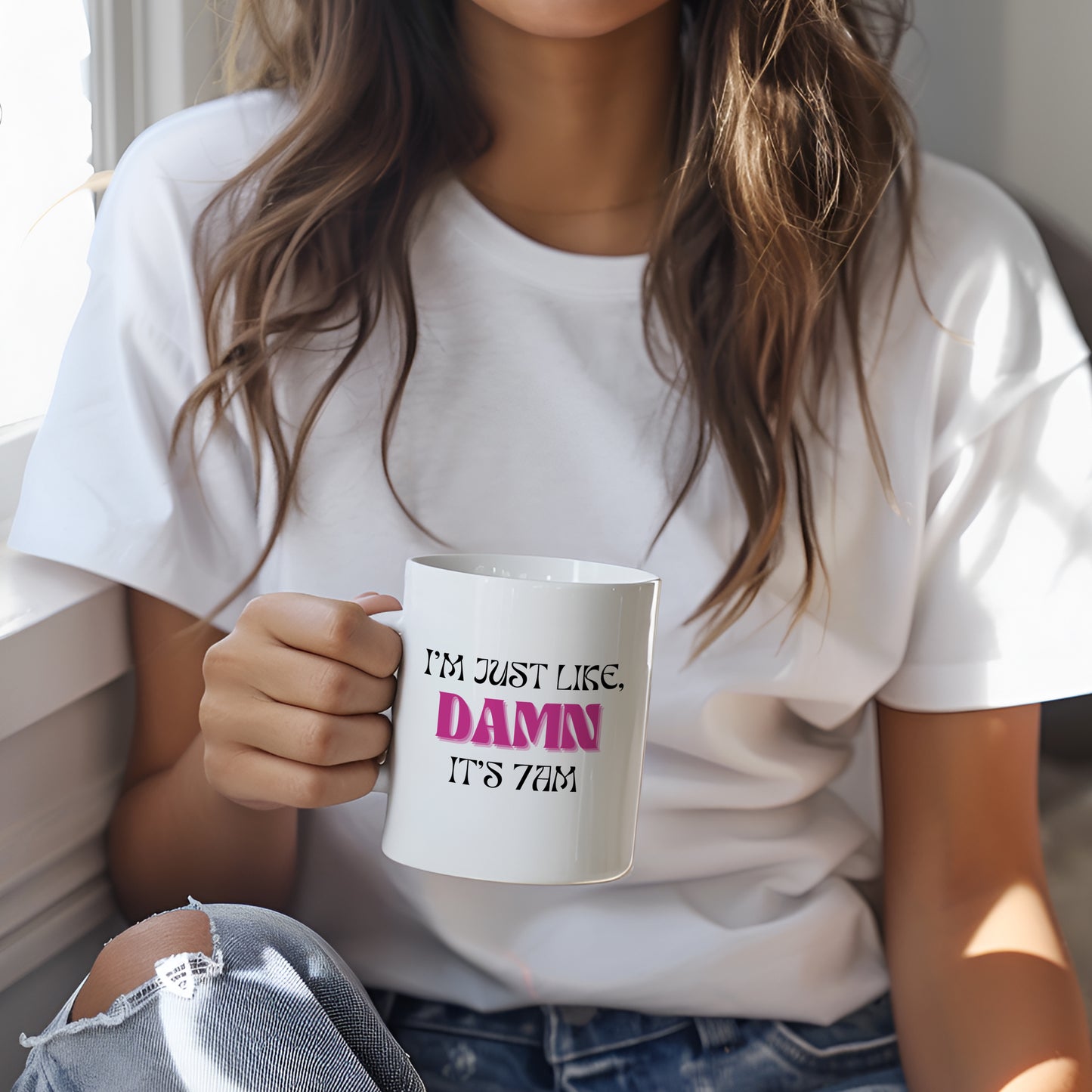 I'm Just Like, Damn It's 7AM Groovy Vibes Coffee Mug