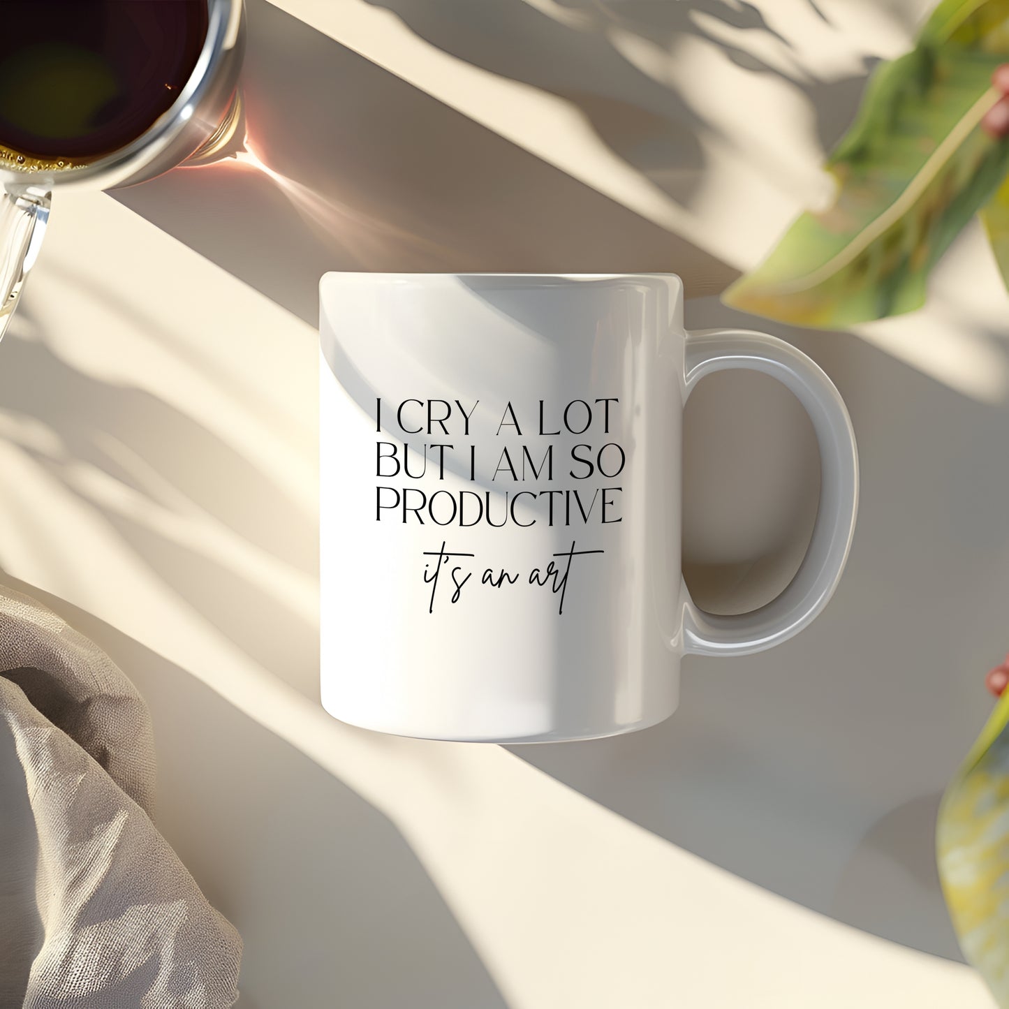 I Cry A Lot But I Am So Productive - It's An Art - Minimalist Coffee Mug