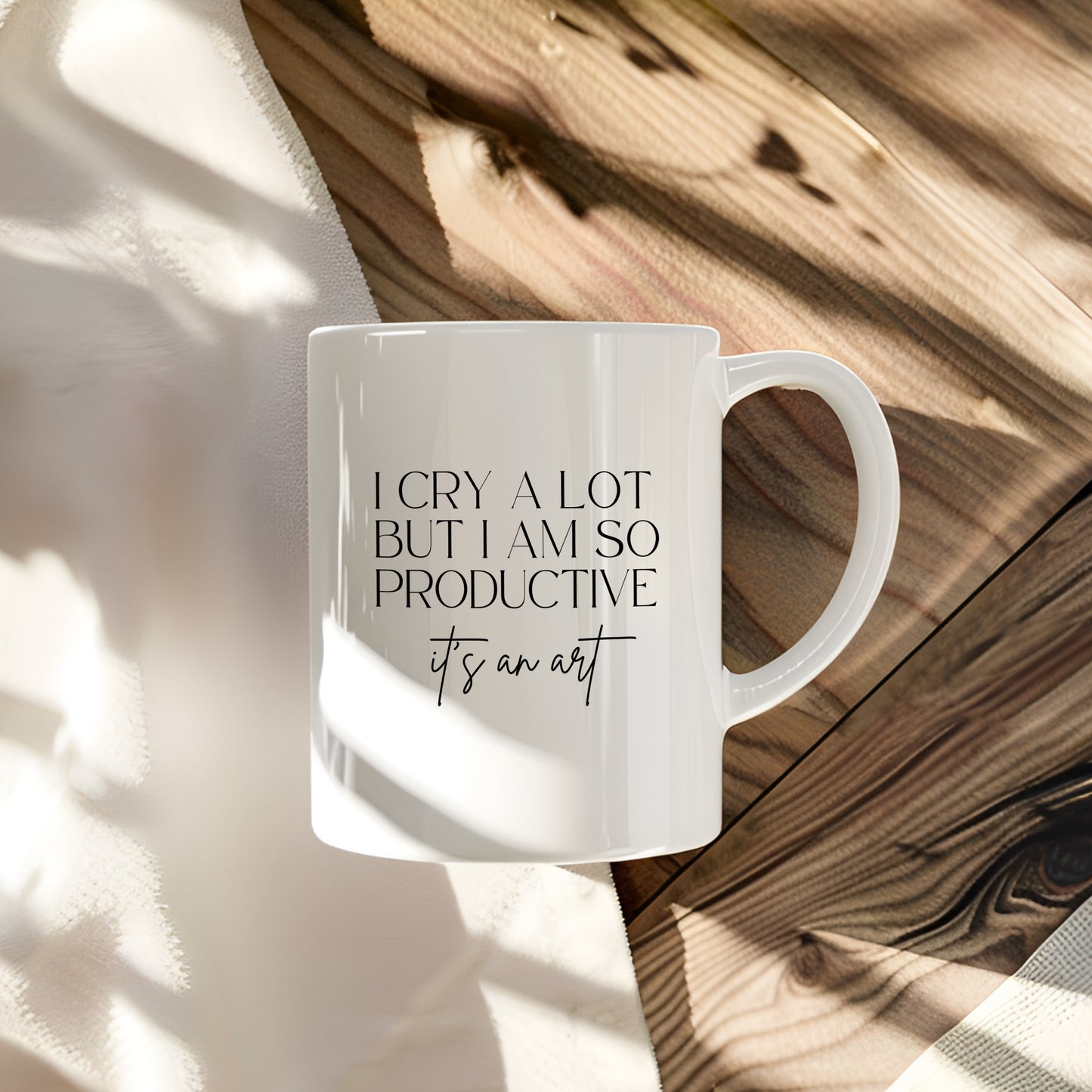 I Cry A Lot But I Am So Productive - It's An Art - Minimalist Coffee Mug