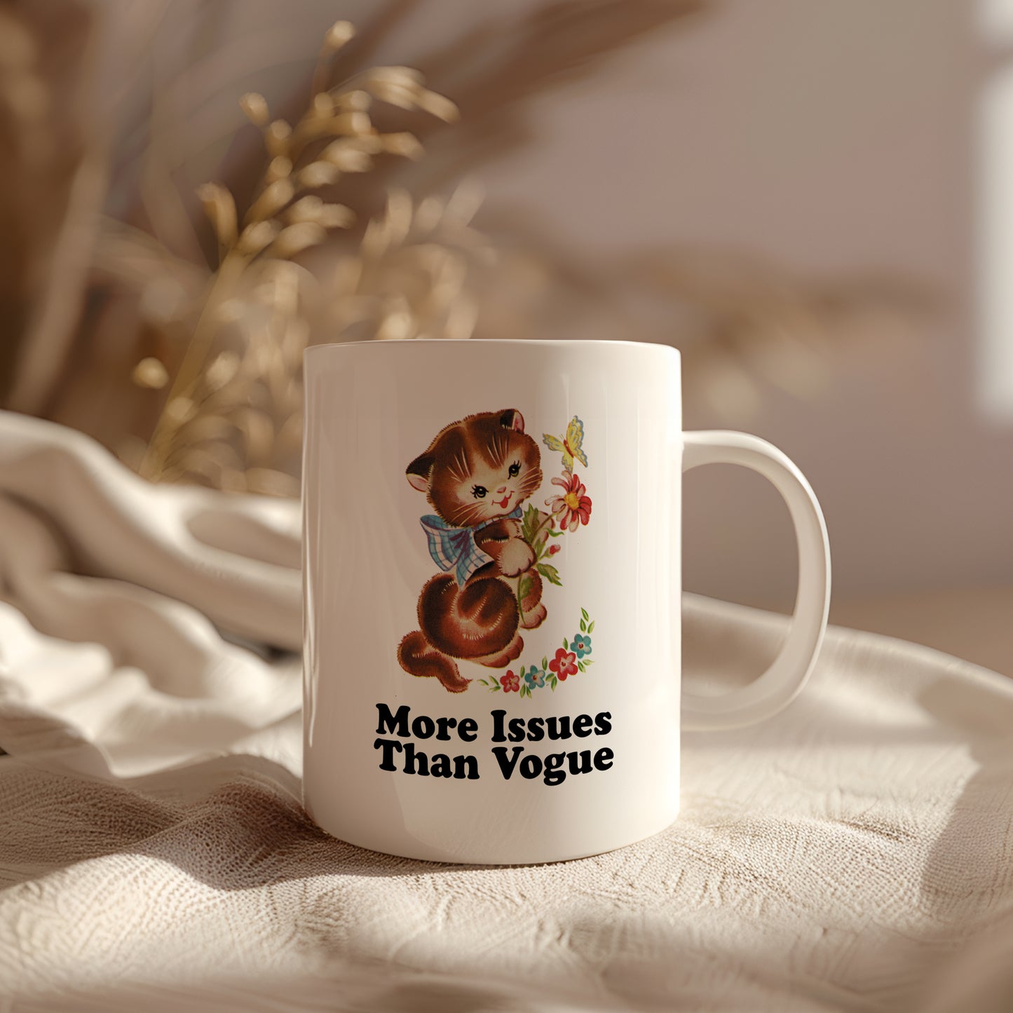 More Issues Than Vogue Vintage Storybook Cat Character Coffee Mug