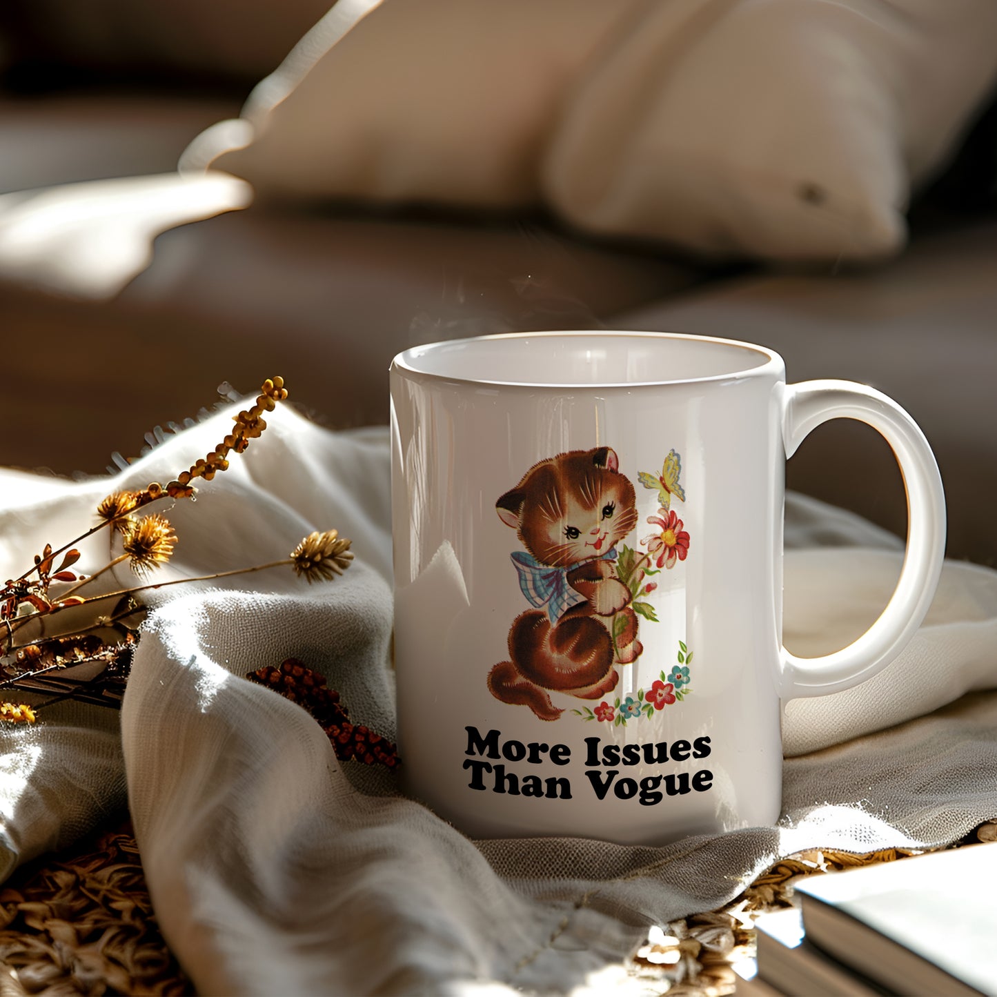 More Issues Than Vogue Vintage Storybook Cat Character Coffee Mug