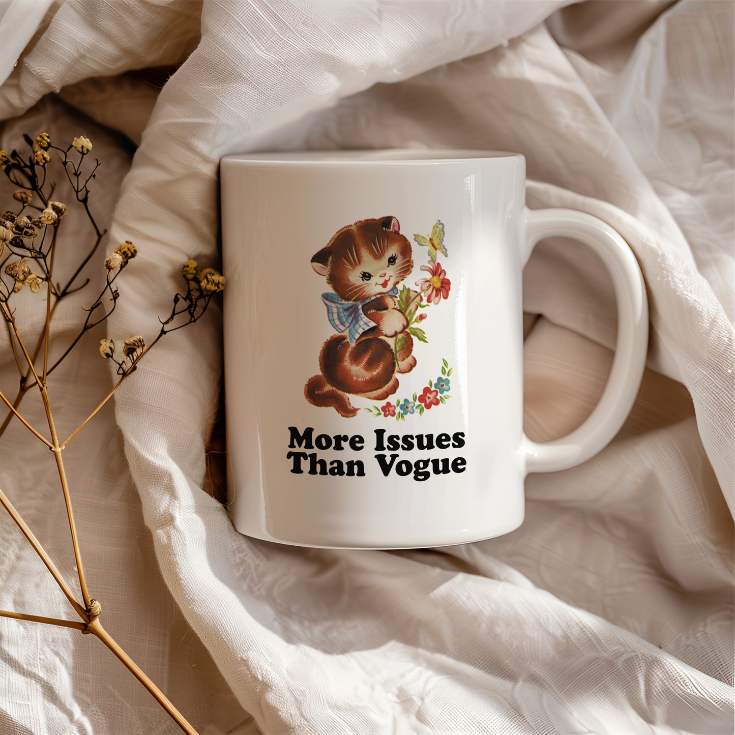 More Issues Than Vogue Vintage Storybook Cat Character Coffee Mug