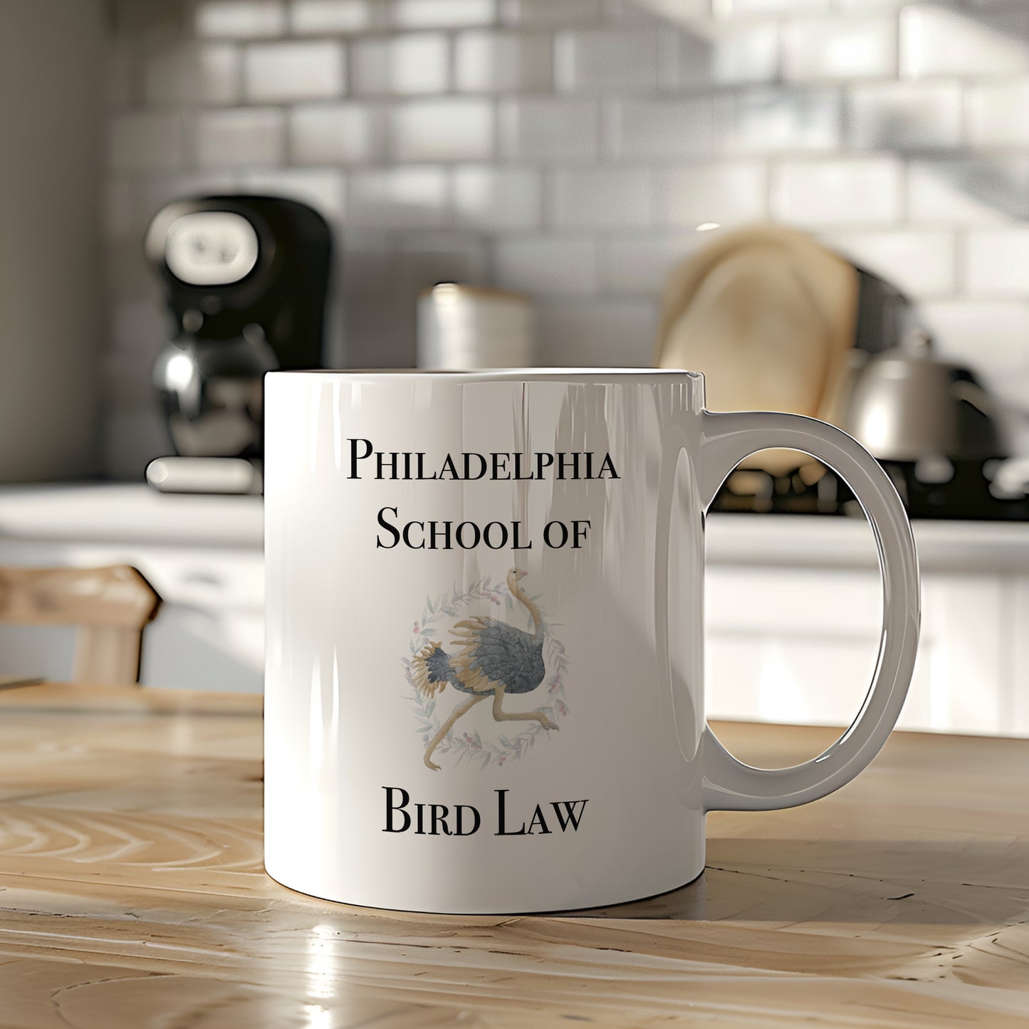 Philadelphia School of Bird Law with Ostrich Logo Coffee Mug