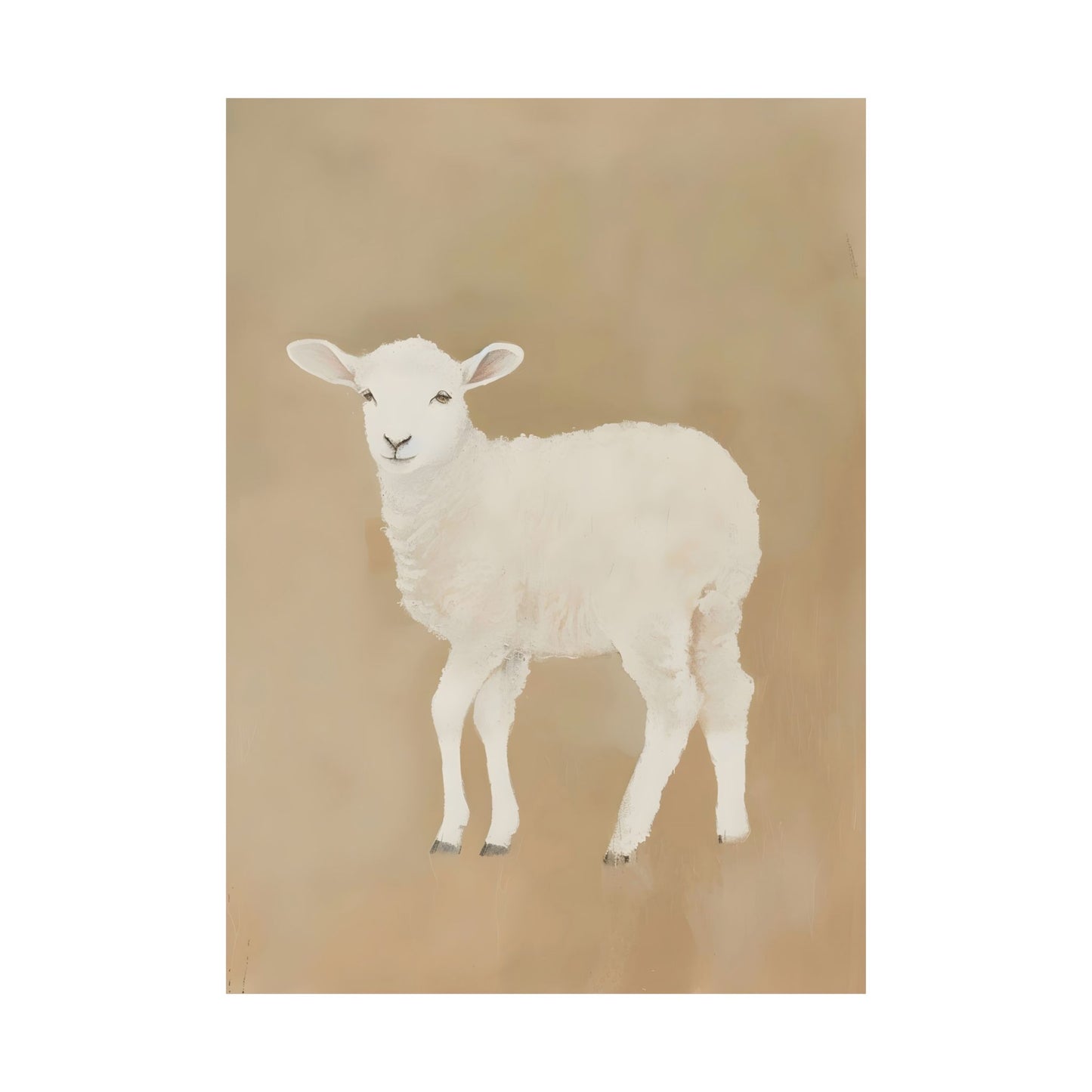 Whimsical Neutral Baby Lamb Matte Vertical Poster Art Print