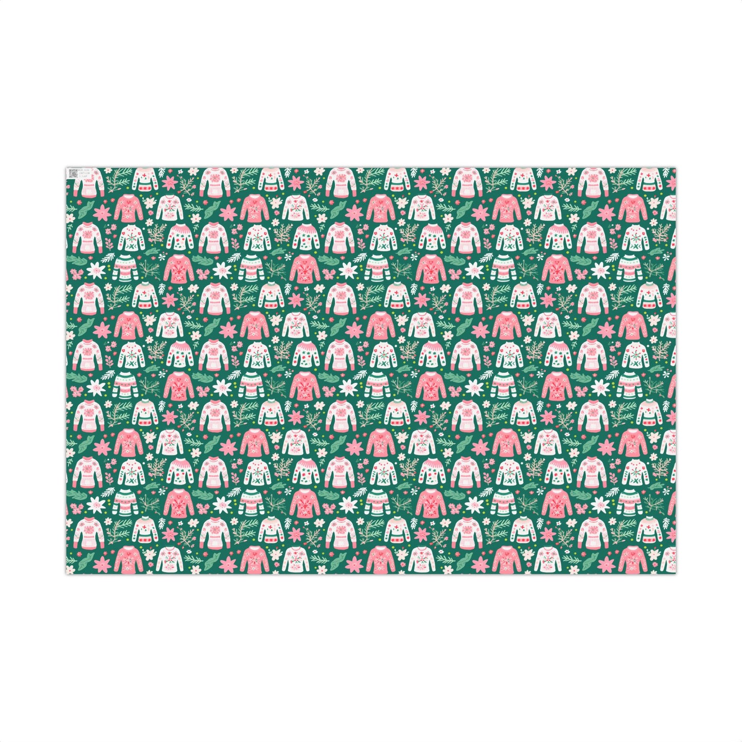 Cozy Christmas Pink, Red and Green Ugly Christmas Sweater Holiday Gift Wrapping Paper Sheets
