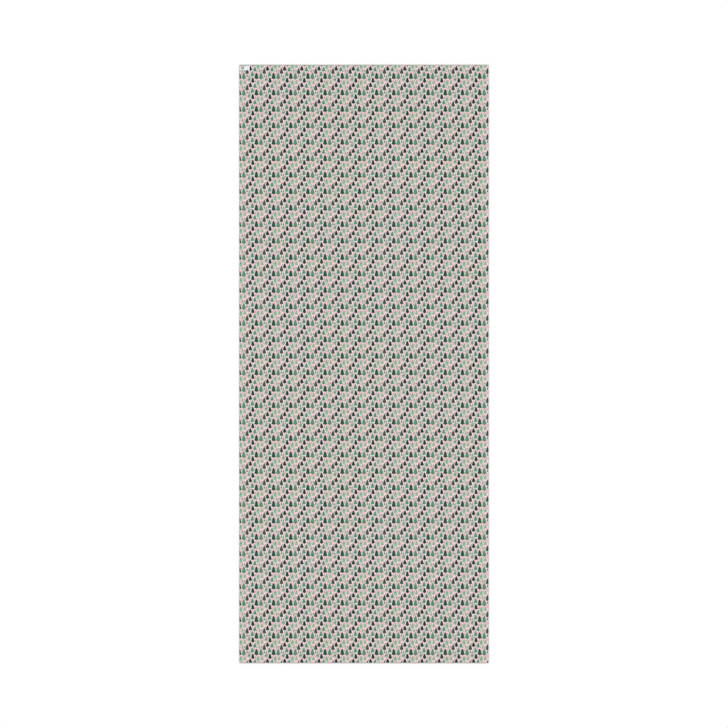 Cozy Christmas Pink, Red and Green Whimsical Christmas Tree Gift Wrapping Paper Sheets