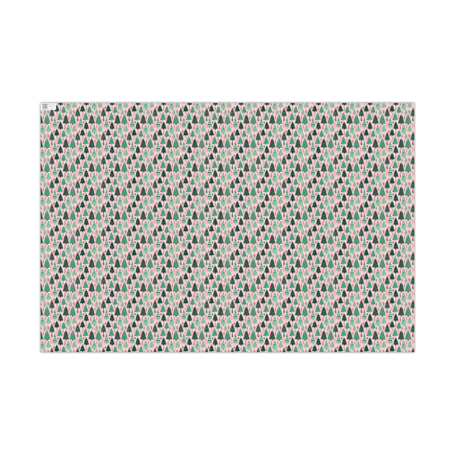 Cozy Christmas Pink, Red and Green Whimsical Christmas Tree Gift Wrapping Paper Sheets
