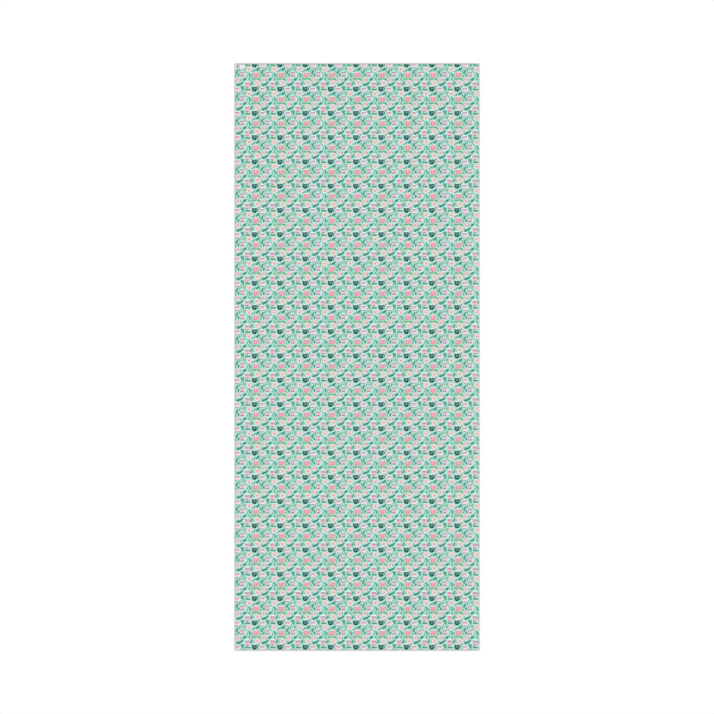 Cozy Christmas Pink, Red and Green Tea Cup - Coffee Mug Gift Wrapping Paper Sheets