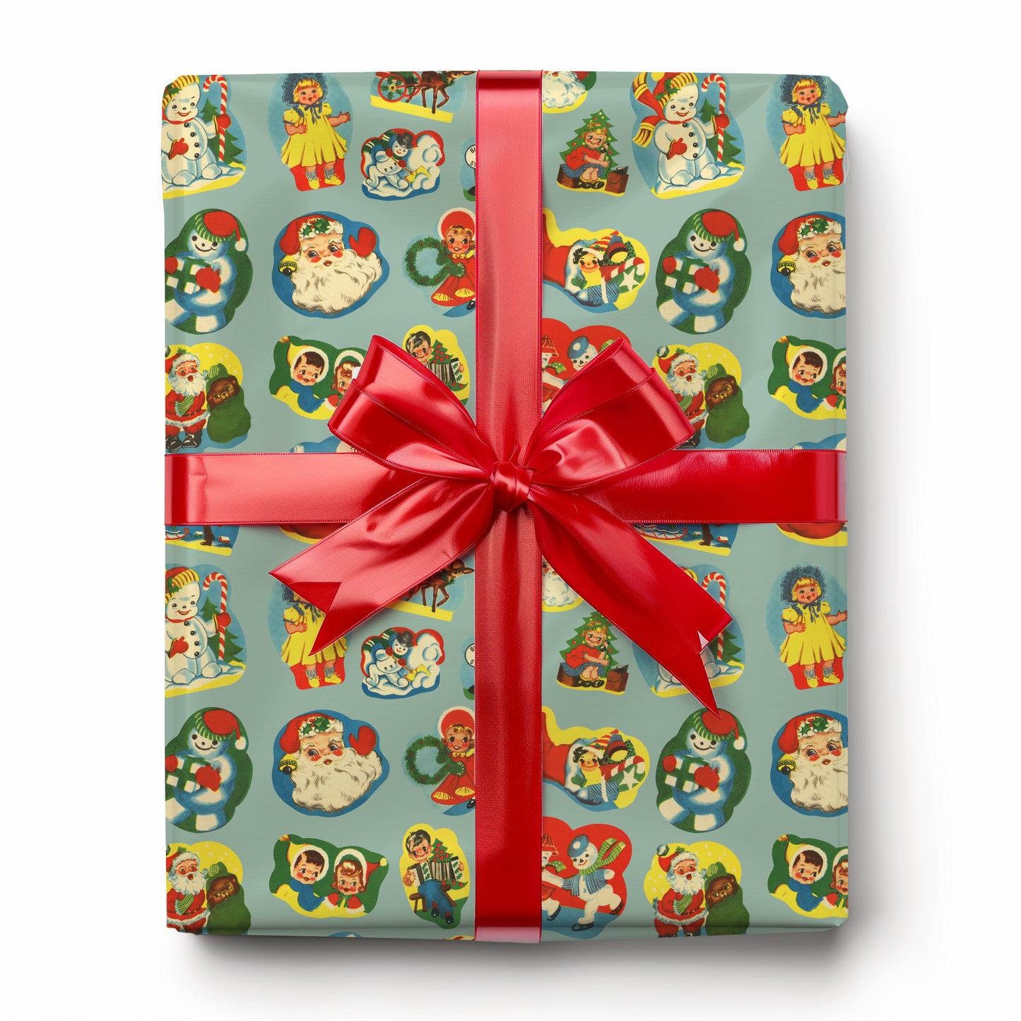 Vintage Santa and Characters Nostalgic Christmas Gift Wrapping Paper Sheets