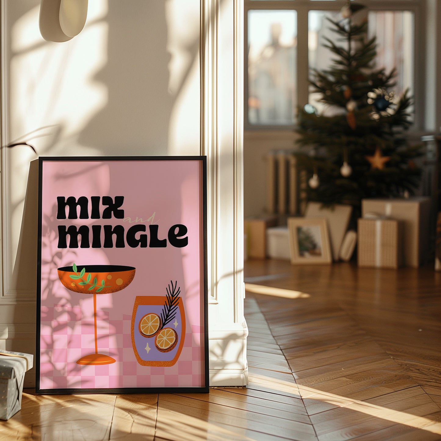 Mix and Mingle Pink and Orange Cocktail Matte Vertical Poster Art Print