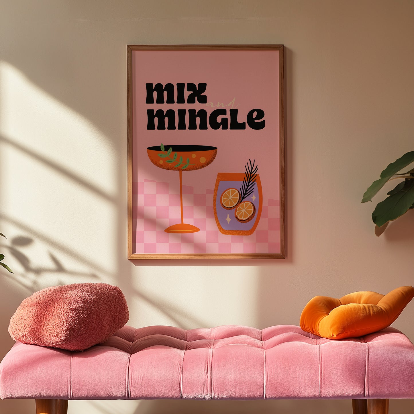 Mix and Mingle Pink and Orange Cocktail Matte Vertical Poster Art Print