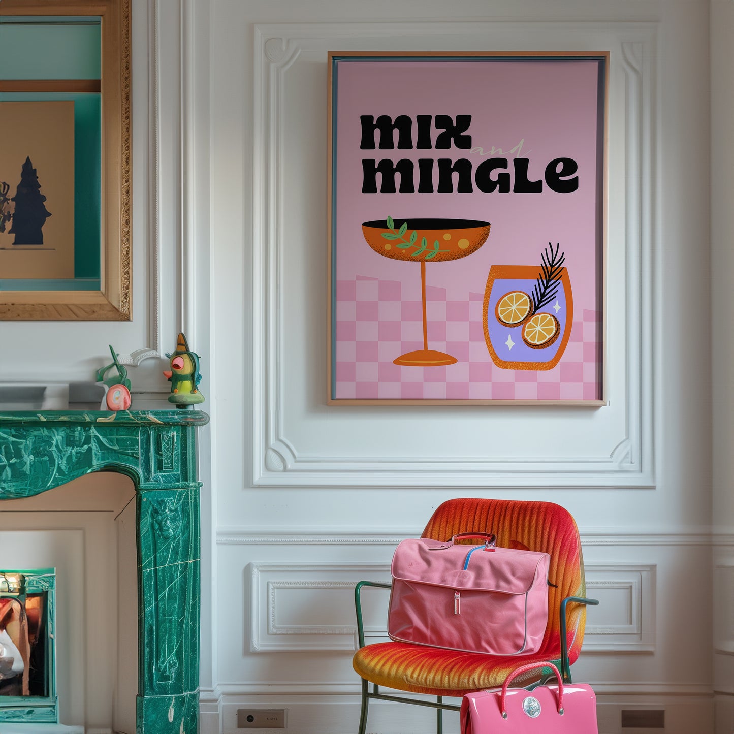 Mix and Mingle Pink and Orange Cocktail Matte Vertical Poster Art Print