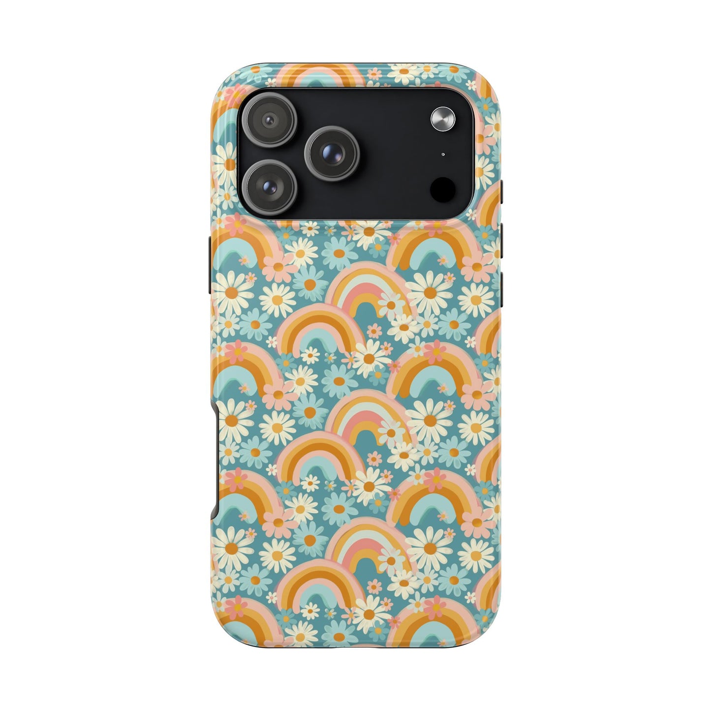 Rainbow and Daisy Funky Retro Tough Phone Case