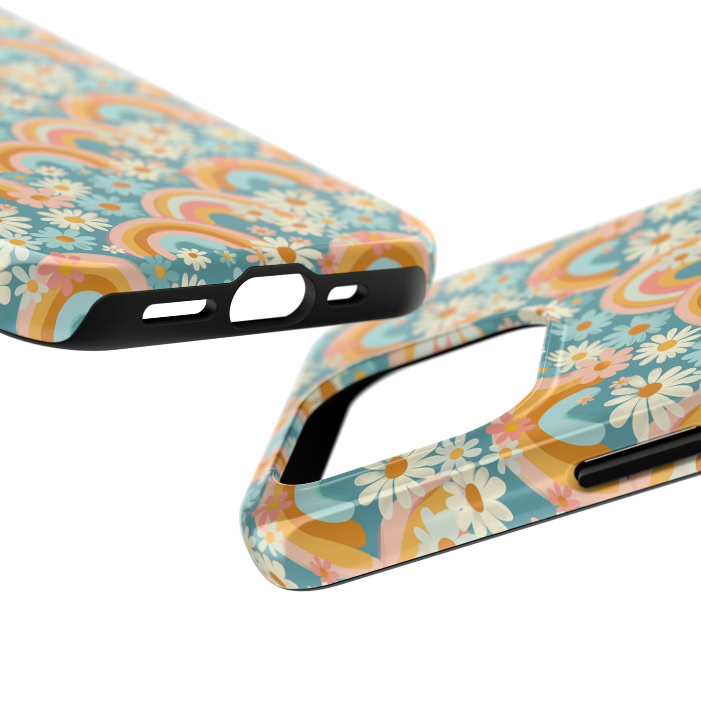 Rainbow and Daisy Funky Retro Tough Phone Case