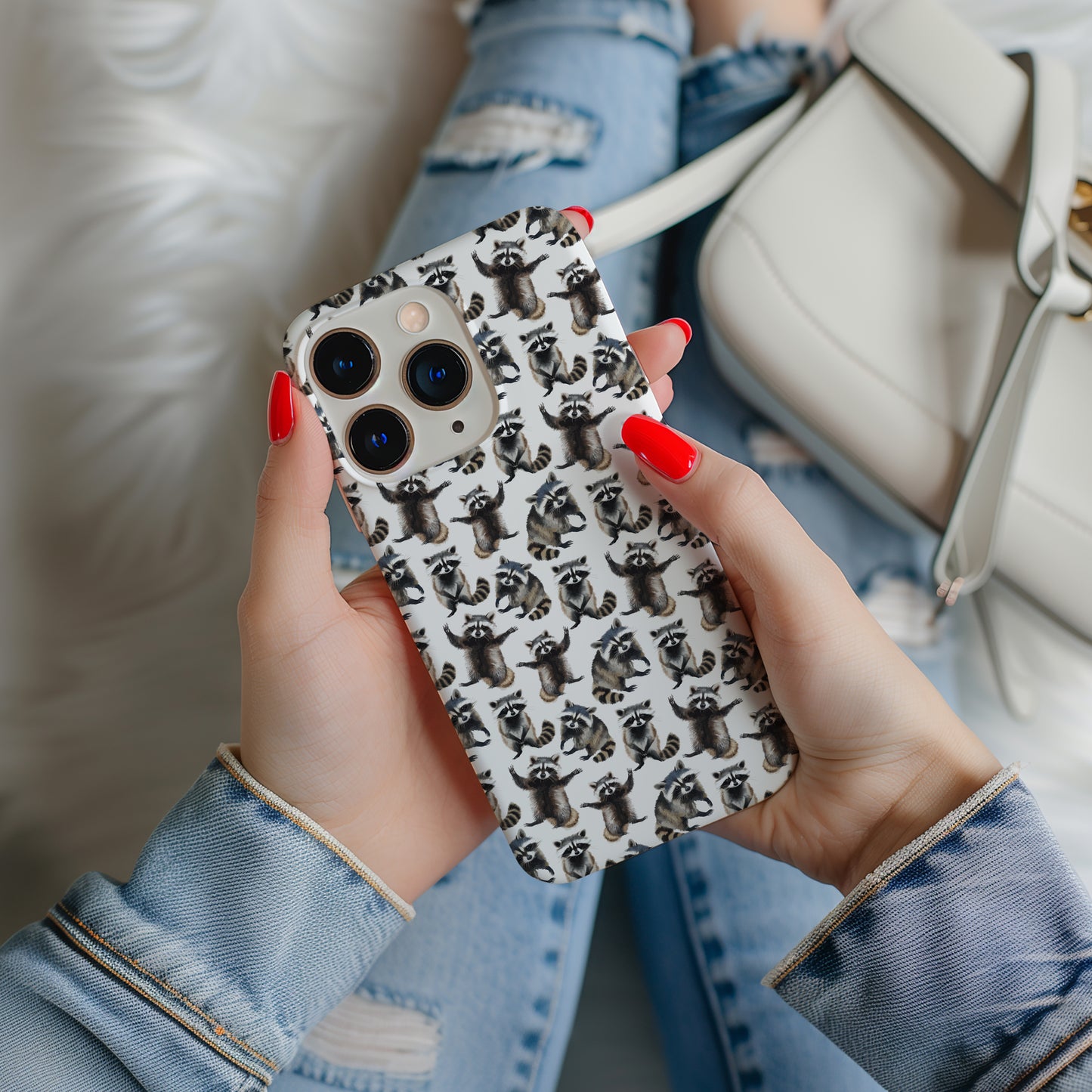 Silly Raccoon Print Tough Phone Case