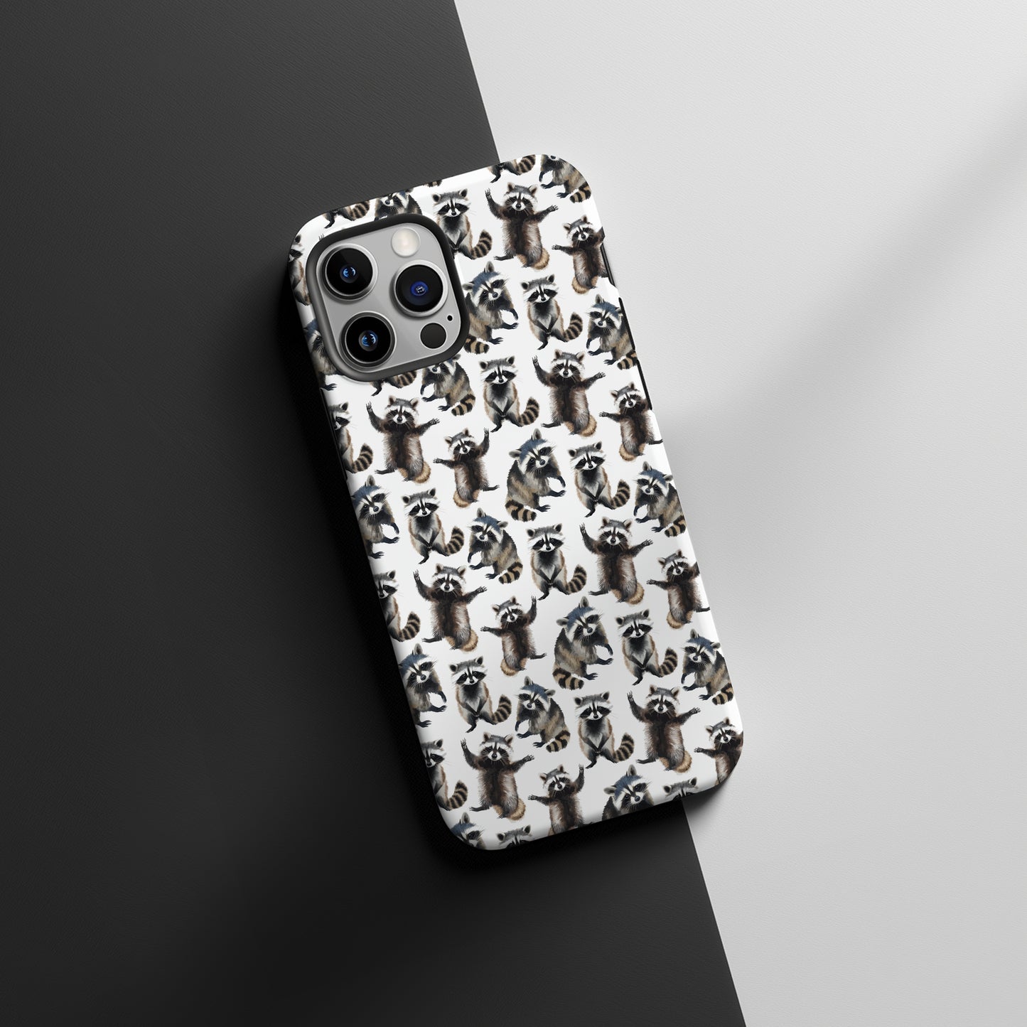 Silly Raccoon Print Tough Phone Case