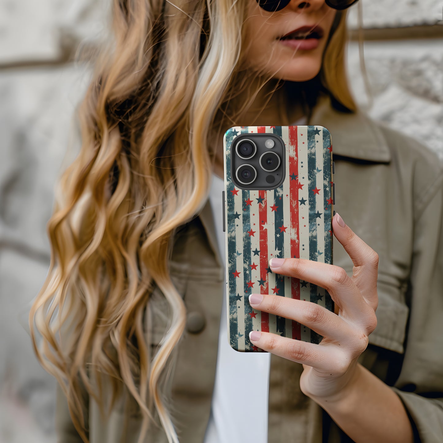Stars and Stripes Vintage Style Distressed Tough Phone Case