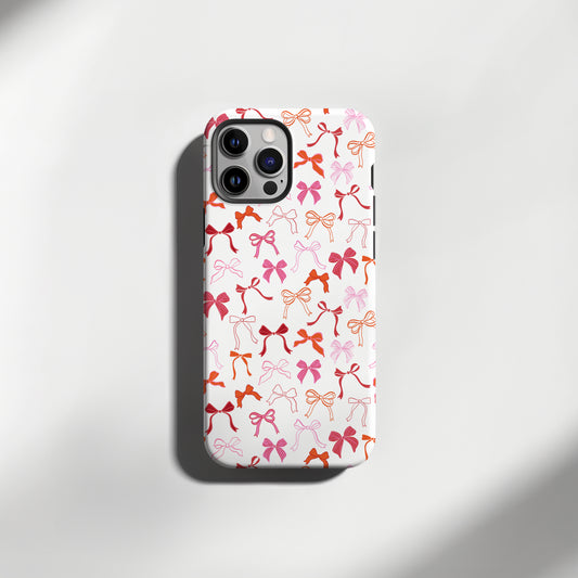 Coquette Whimsical Pink, Red, Orange Bow Design Tough Phone Case