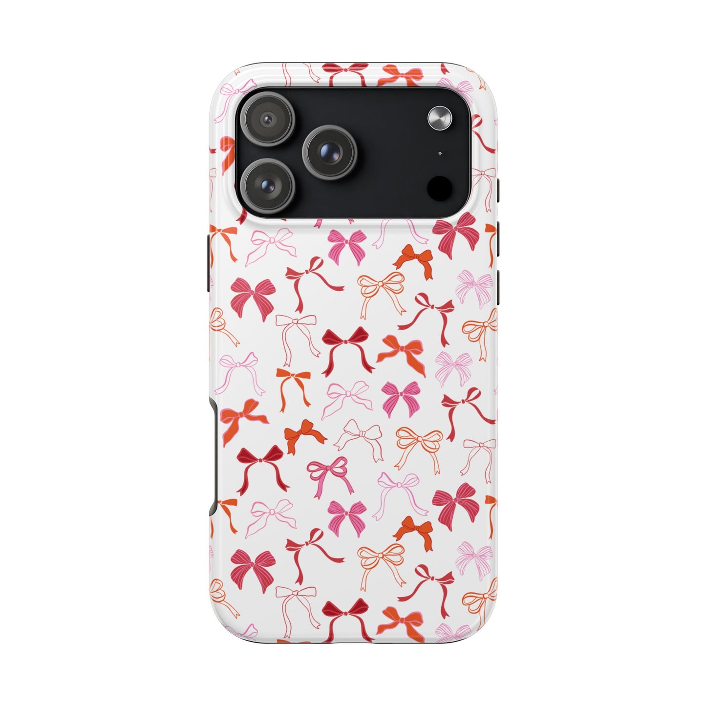 Coquette Whimsical Pink, Red, Orange Bow Design Tough Phone Case