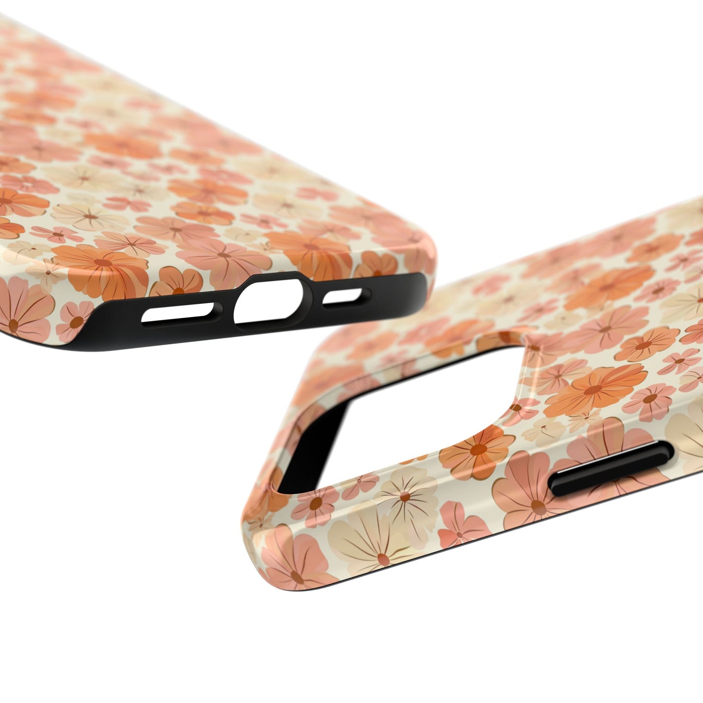 Flower Child Retro Pink Orange and White Floral Tough Phone Case