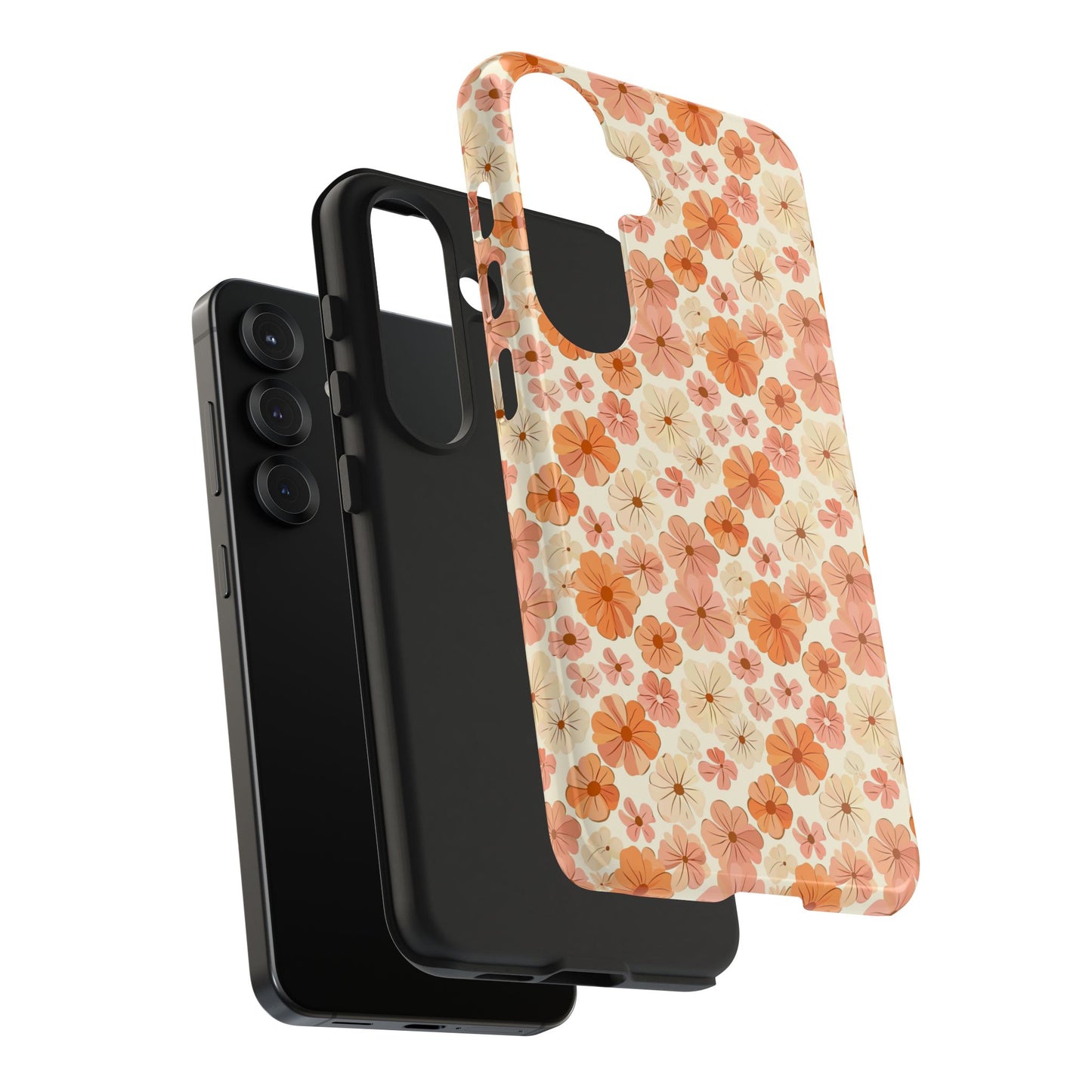 Flower Child Retro Pink Orange and White Floral Tough Phone Case