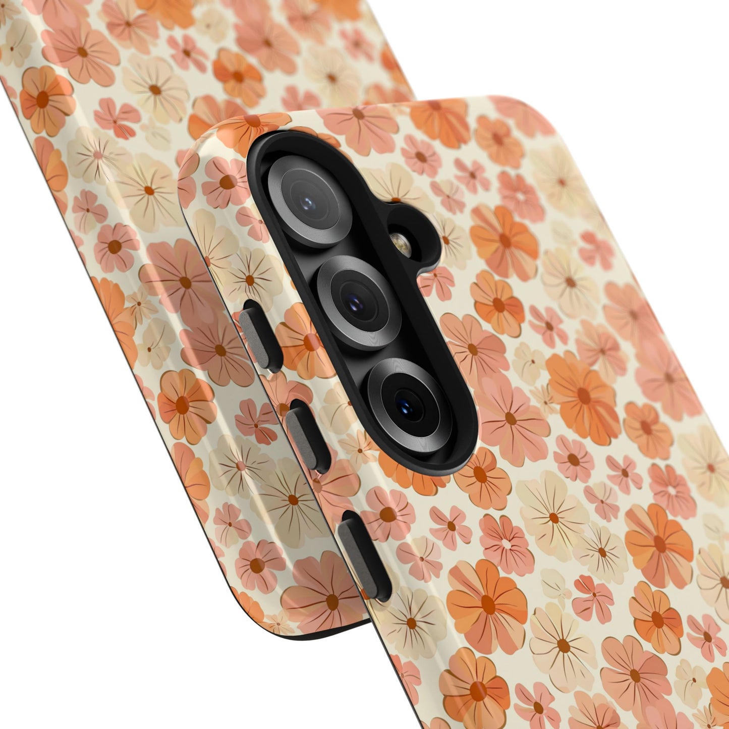 Flower Child Retro Pink Orange and White Floral Tough Phone Case