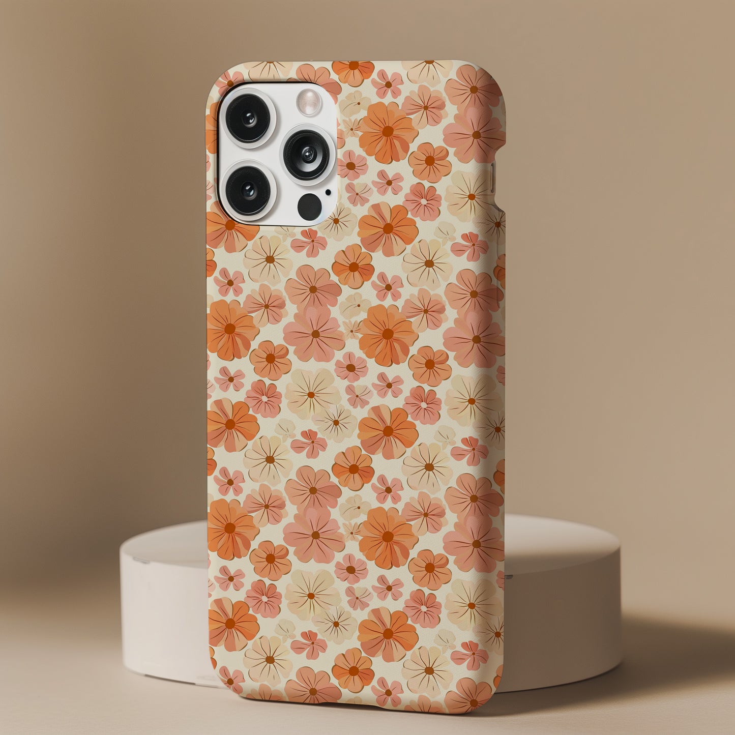 Flower Child Retro Pink Orange and White Floral Tough Phone Case