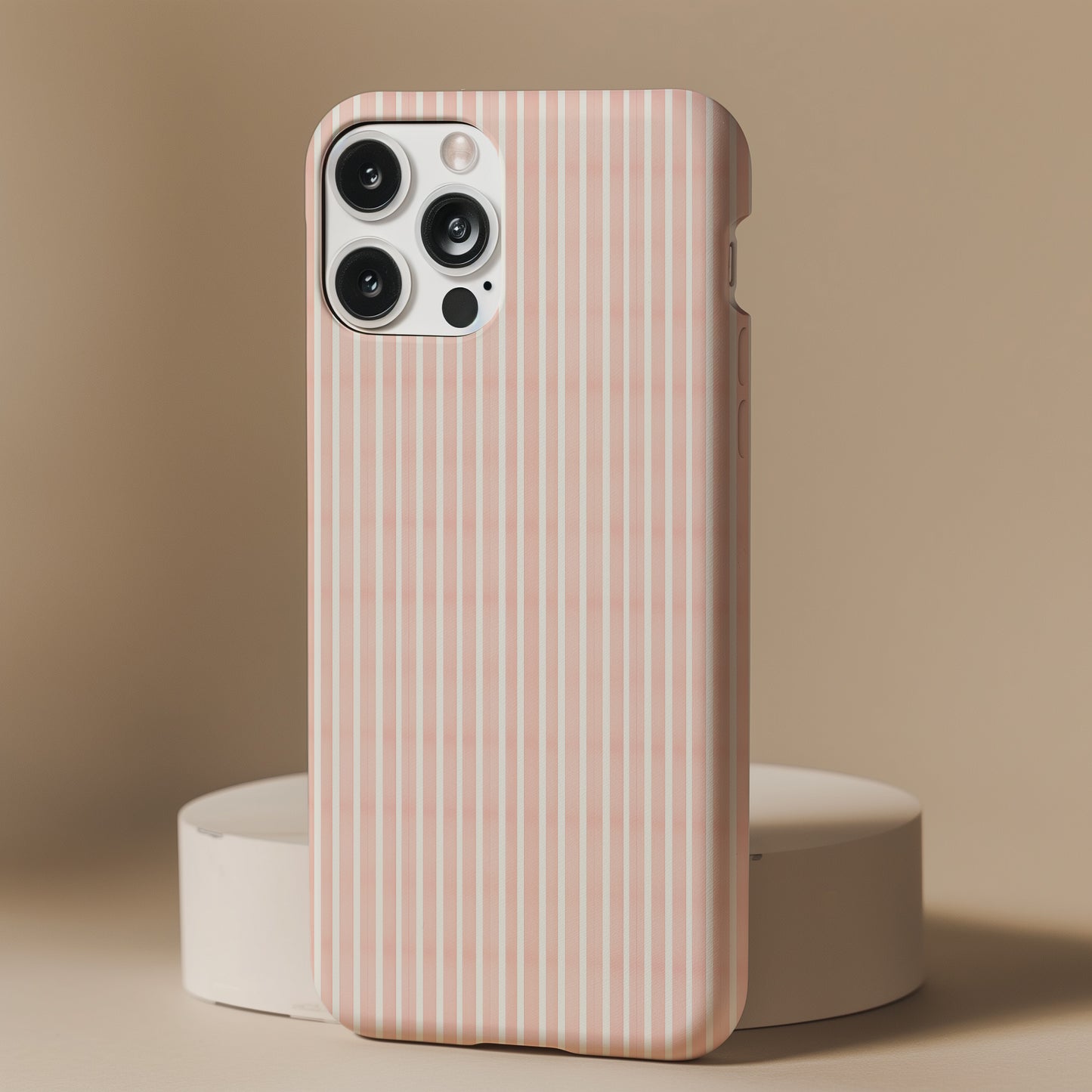 Blush Pink and White Ticking Stripe Tough Phone Case