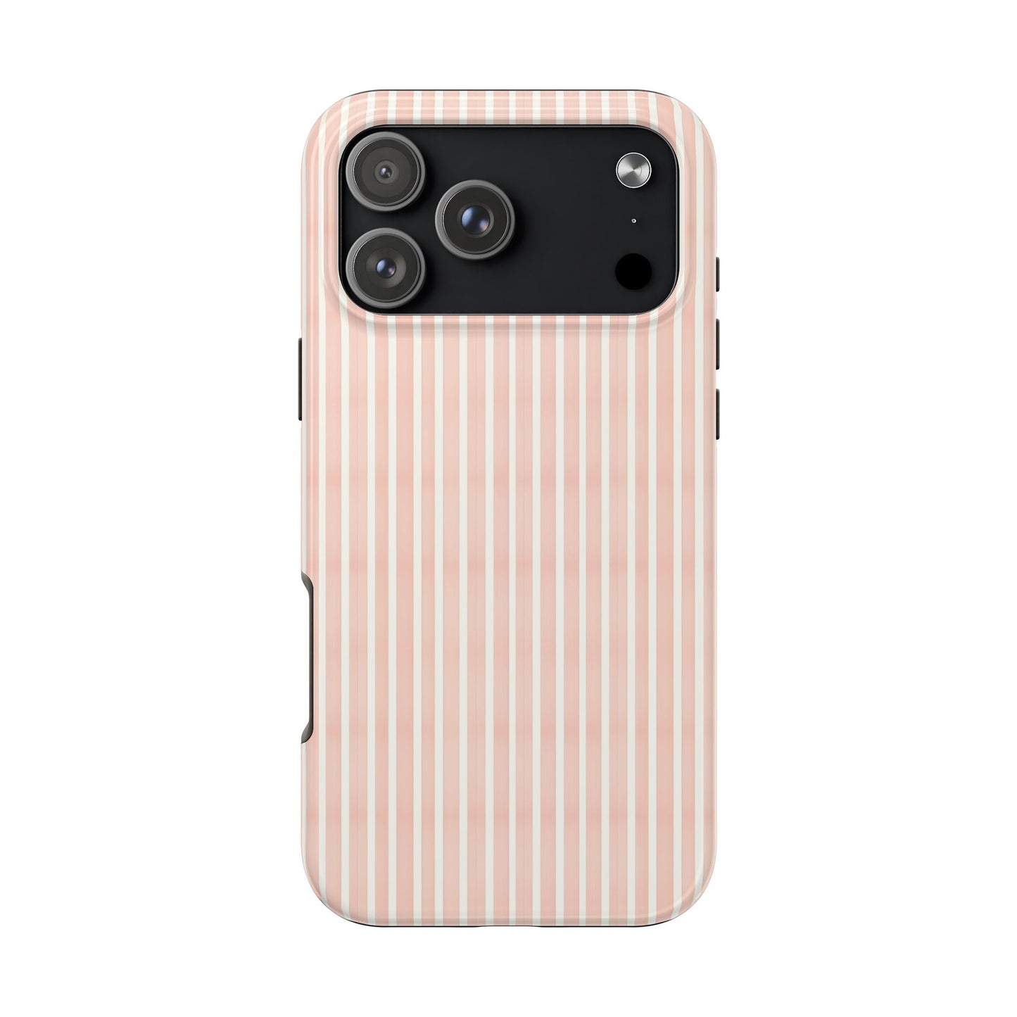 Blush Pink and White Ticking Stripe Tough Phone Case