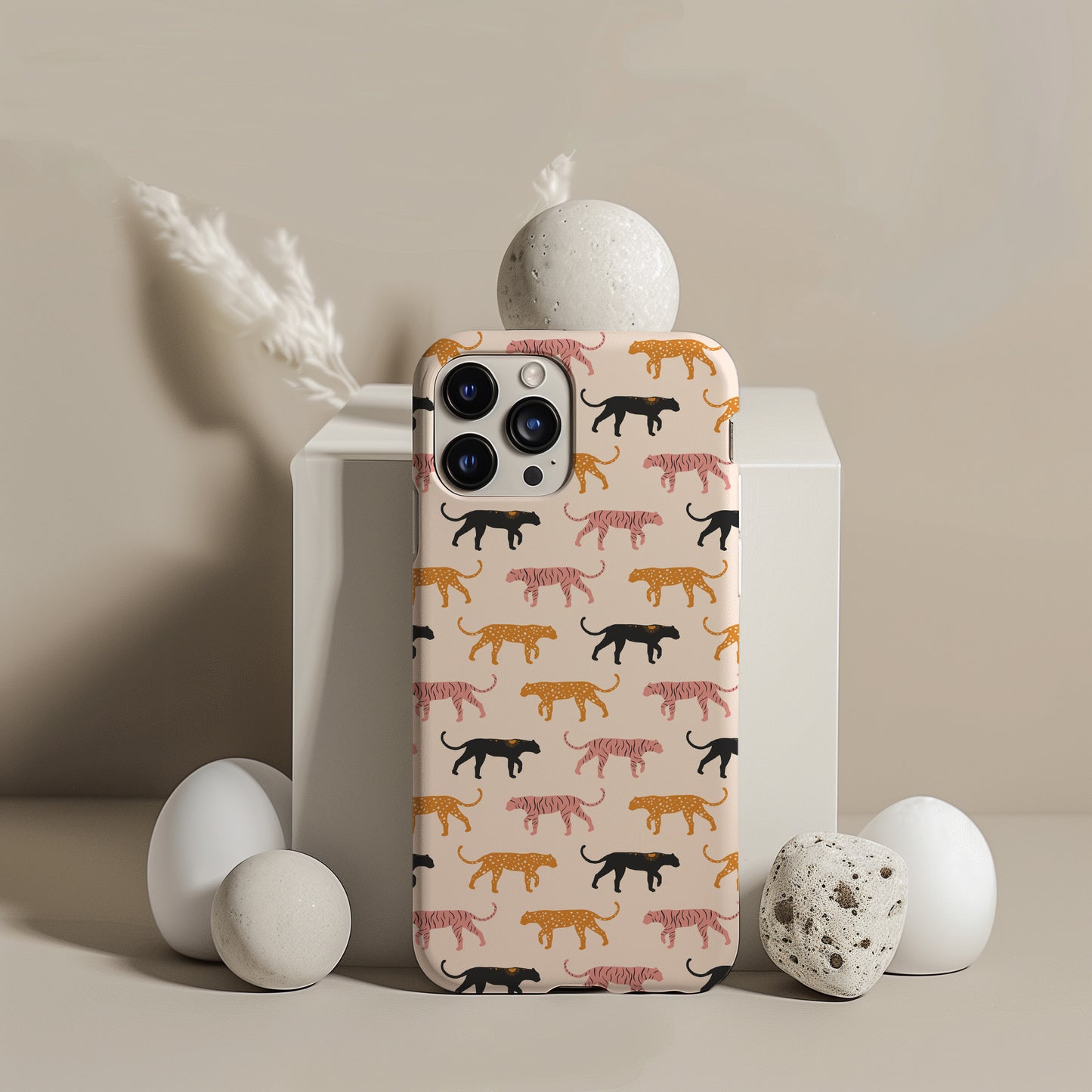Abstract Pink, Orange and Black Colorful Tigers Tough Phone Case