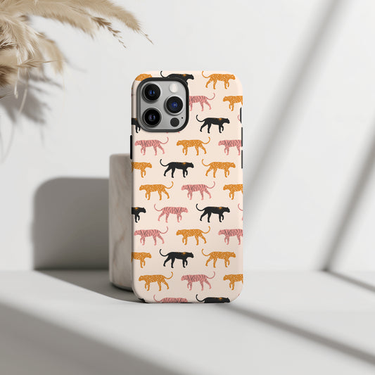Abstract Pink, Orange and Black Colorful Tigers Tough Phone Case