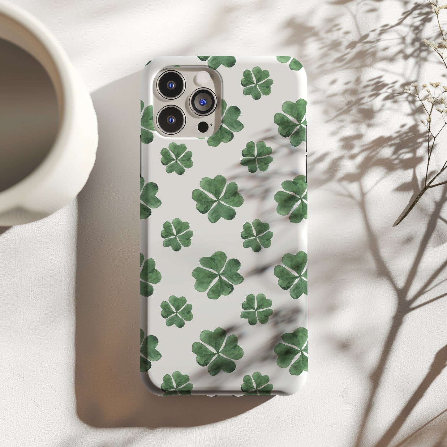 Lucky Four Leaf Clover Green Watercolor Tough Phone Case