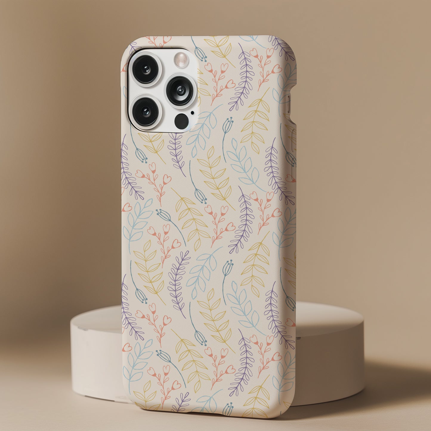 Muted Pastel Boho Floral Fern Doodle Minimalist Tough Phone Case