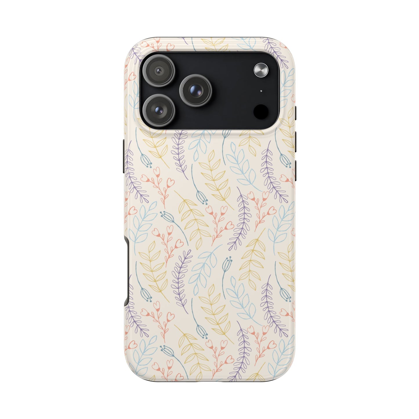 Muted Pastel Boho Floral Fern Doodle Minimalist Tough Phone Case